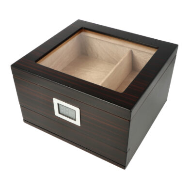 Humidor na doutníky Ebony matný prosklený 20D, 23x22x14cm  (562023)